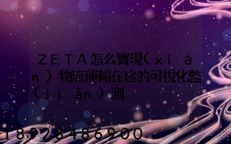 ZETA怎么實現(xiàn)物流運輸在途的可視化監(jiān)測