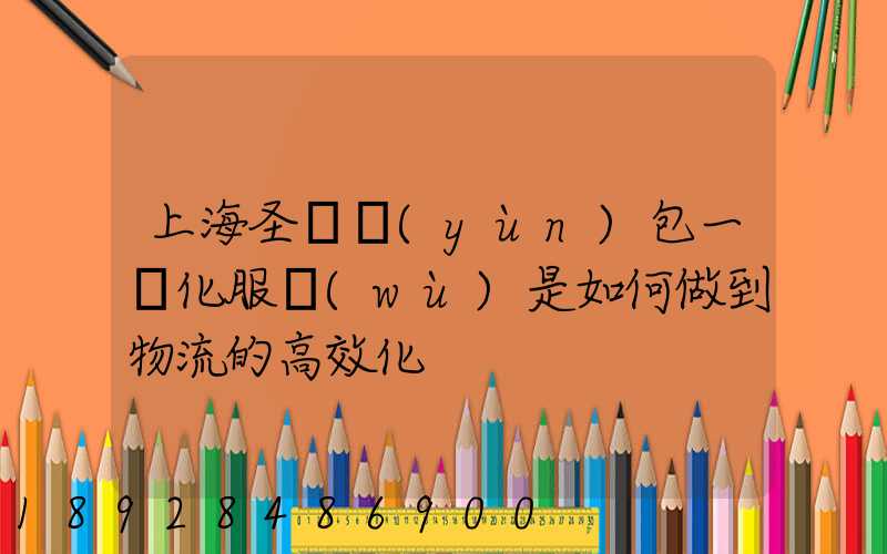 上海圣華運(yùn)包一體化服務(wù)是如何做到物流的高效化