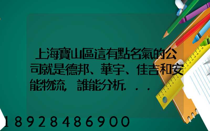 上海寶山區這有點名氣的公司就是德邦、華宇、佳吉和安能物流,誰能分析...