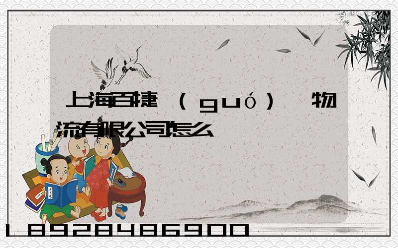 上海百捷國(guó)際物流有限公司怎么樣