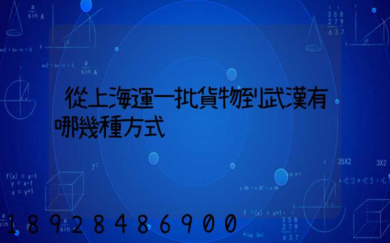 從上海運一批貨物到武漢有哪幾種方式
