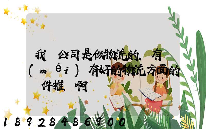 我們公司是做物流的,有沒(méi)有好的物流方面的軟件推薦啊