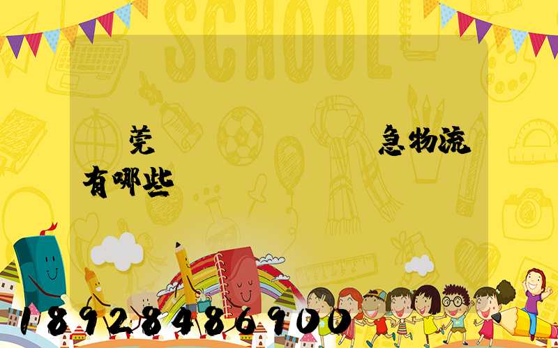 東莞應(yīng)急物流有哪些