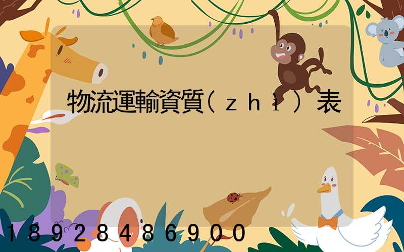 物流運輸資質(zhì)表