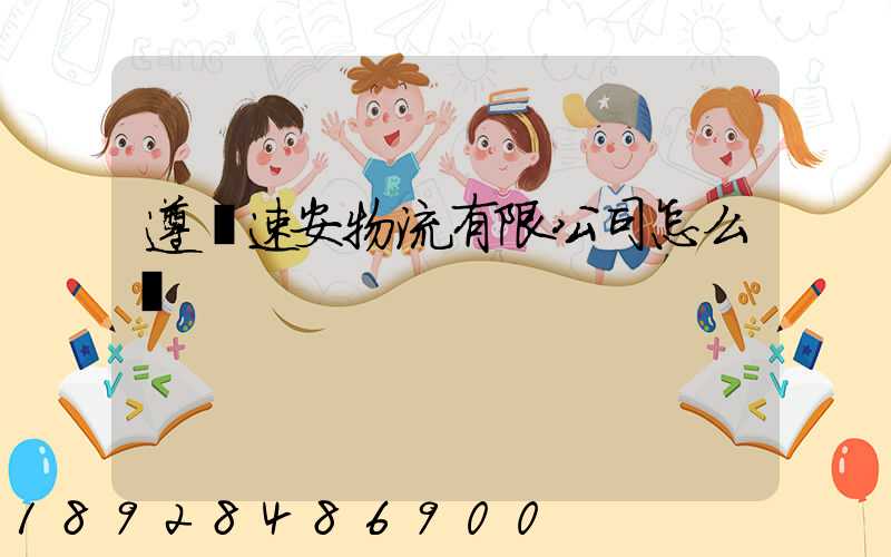 遵義速安物流有限公司怎么樣